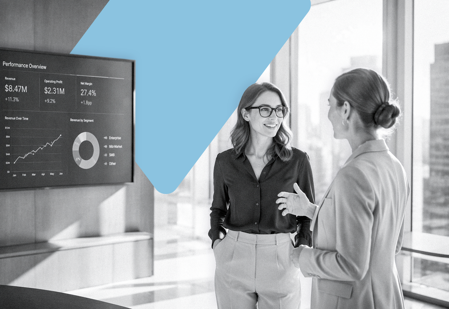 Two quality management professionals discussing the business case and benefits of intelligent certificate verification for Life Sciences companies